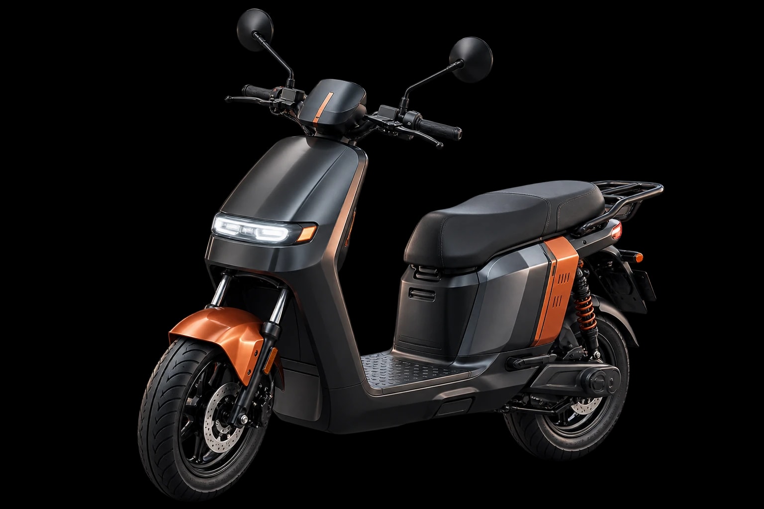 Scooter elétrica em showroom urbano — imagem conceitual de ambientação